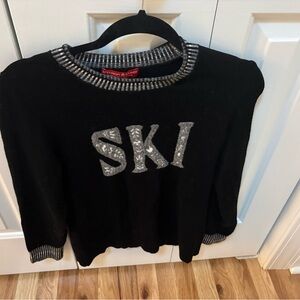 Black Sweater with Silver 'SKI' Design